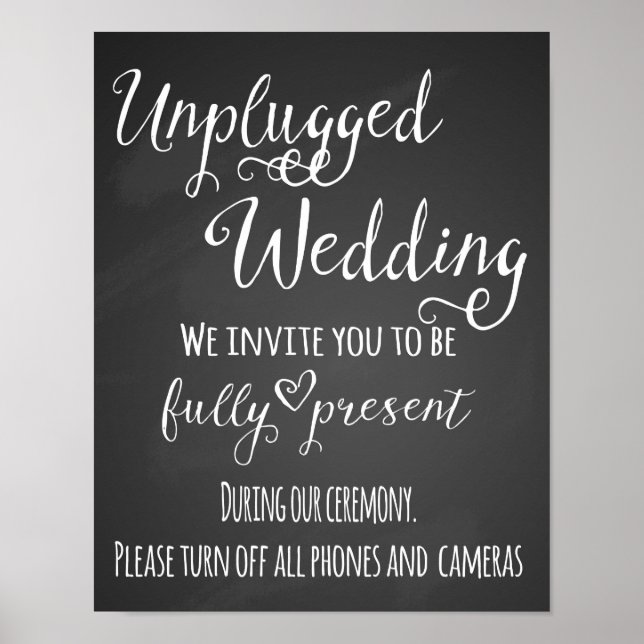 Chalkboard Unplugged Wedding Print poster (Front)