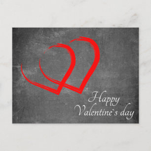 Chalkboard Valentine`s Day Red Hearts Elegant Holiday Postcard