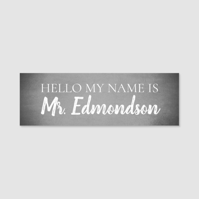Chalkboard Vintage Black Grey Fade Name Tag (Front)