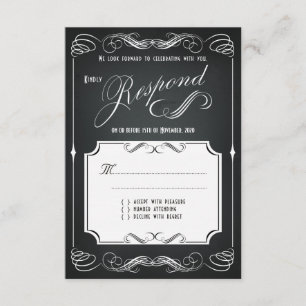 Chalkboard Vintage Bold Typography Wedding RSVP Card