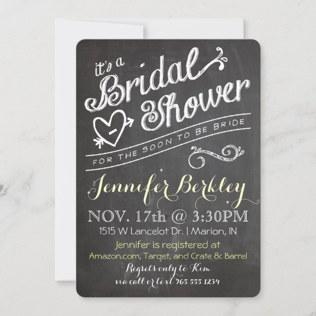 Chalkboard Vintage Bridal Shower Invitation (Front)
