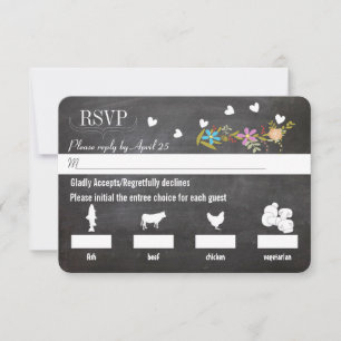 Chalkboard Vintage Floral Garland Wedding RSVP Card