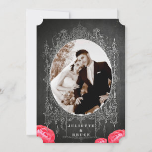 Chalkboard Vintage Floral - Wedding ThankYou Card