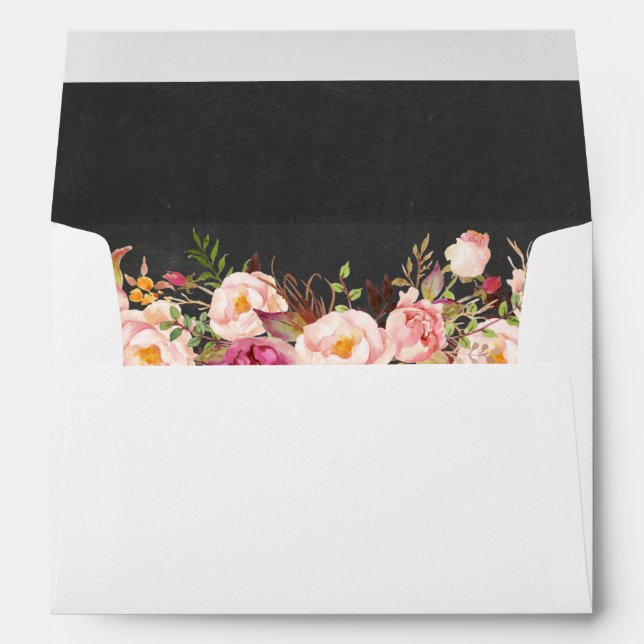Chalkboard Vintage Pink Floral 5x7 Wedding Envelopes (Back (Bottom))