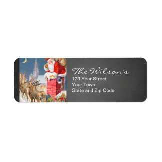 Chalkboard Vintage Santa Christmas Return Address Label