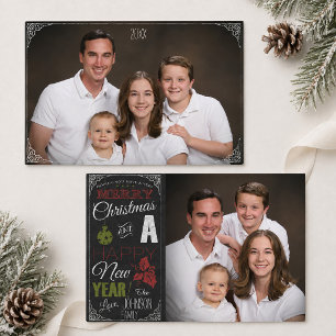 Chalkboard Vintage Typography Photo Christmas Holiday Card
