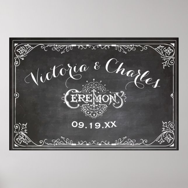 Chalkboard Vintage Typography Wedding Poster (Front)