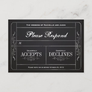 Chalkboard Vintage Wedding Ticket  RSVP Card