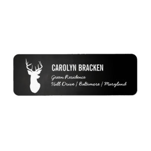 Chalkboard Vintage White Antler Deer Stag Return Address Label