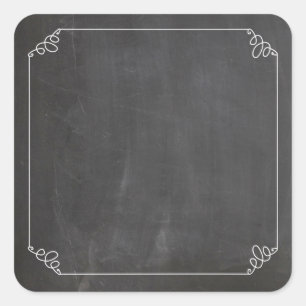 Chalkboard Vintage White Flourish Frame Customise Square Sticker
