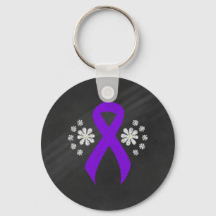 Chalkboard Violet Ribbon, Hodgkin's lymphoma Key Ring