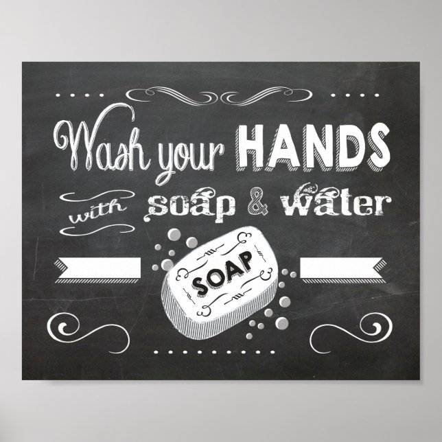 Chalkboard Wash your hands poster (Front)