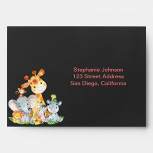 Chalkboard Watercol Cute Jungle Animals Envelope