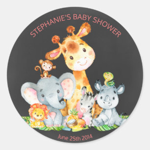 Chalkboard Watercol Cute Jungle Animals Stickers