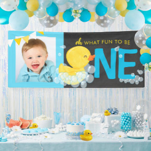 Chalkboard Watercolor Duck Oh What Fun Photo Party Banner
