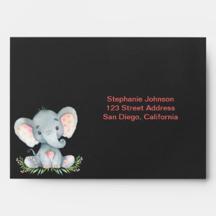 Chalkboard Watercolor Elephant Girl Envelope
