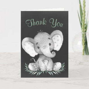 Chalkboard Watercolor Elephant Thank You Card