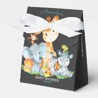 Chalkboard Watercolor Jungle Animals Baby Shower Favour Box