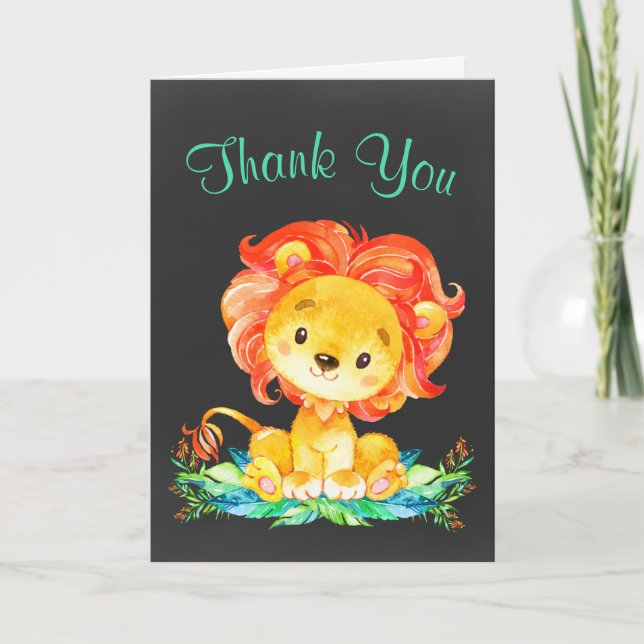 Chalkboard Watercolor Lion Thank You (Front)