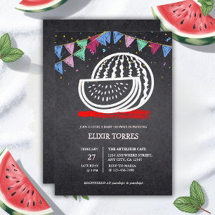 Chalkboard Watermelon Drawing Baby Shower Invitation