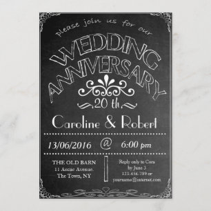 Chalkboard Wedding Anniversary Invitation 20th