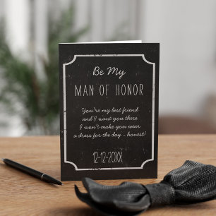 Chalkboard Wedding Be My Man of Honour Request Car Invitation
