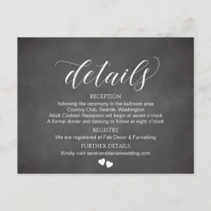 Chalkboard Wedding Details Card Enclosure Card
