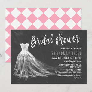 Chalkboard Wedding Dress Bridal Shower Invitation