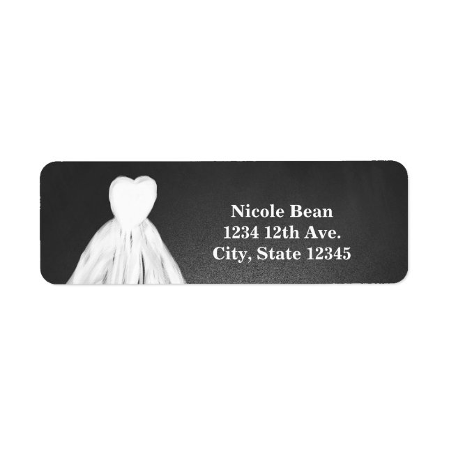 Chalkboard Wedding Dress Bridal Shower Invitation Return Address Label (Front)