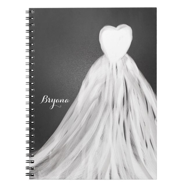 Chalkboard Wedding Dress Bridal Shower Journal (Front)
