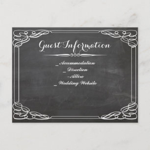 chalkboard wedding guest information postcard