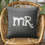 Chalkboard Wedding Mr. Mister Cushion<br><div class="desc">A fun chalkboard typography pillow with a modern twist for any hipster. You can change the type to a monogram.</div>