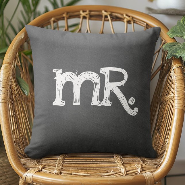 Chalkboard Wedding Mr. Mister Cushion (Custom Pillow)