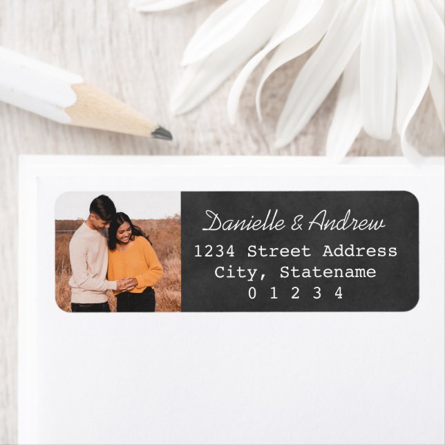 Chalkboard Wedding Photo Return Address Label (Insitu)
