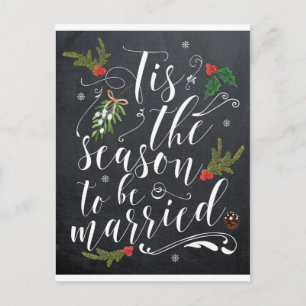 chalkboard wedding postcard tis the season