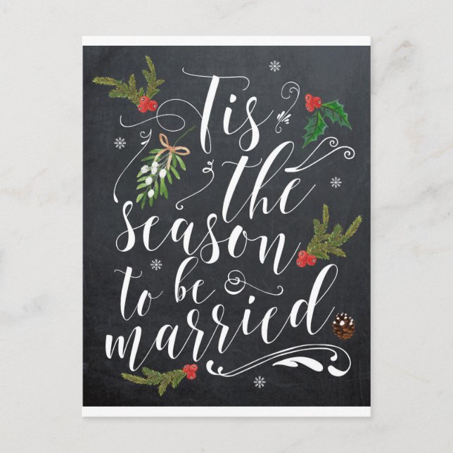 chalkboard wedding postcard tis the season (Front)