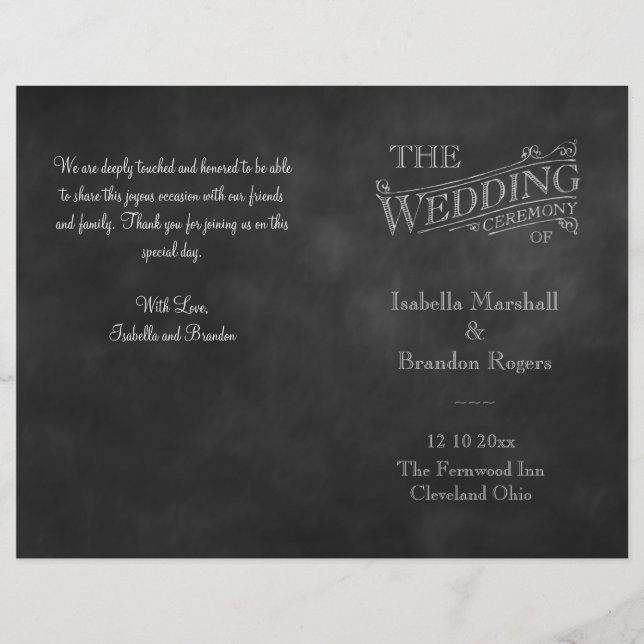 Chalkboard Wedding Program (Front)