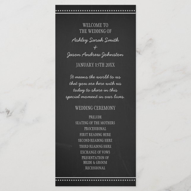 Chalkboard Wedding Program (Front)