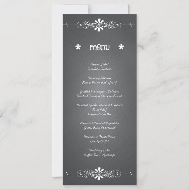 Chalkboard Wedding Reception Menu Card (Front)