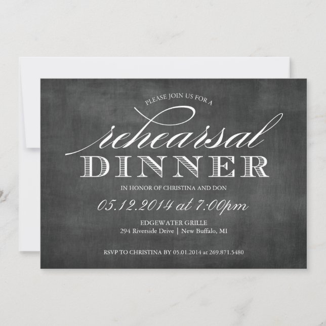Chalkboard Wedding Rehearsal Dinner Invitation (Front)