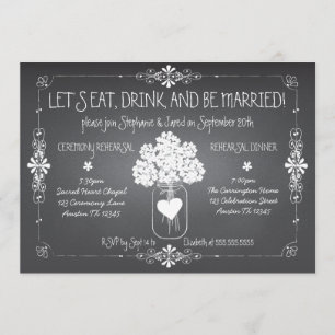 Chalkboard Wedding Rehearsal Mason Jar Invitation