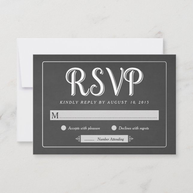 Chalkboard Wedding RSVP - Basic Response Cards (Front)