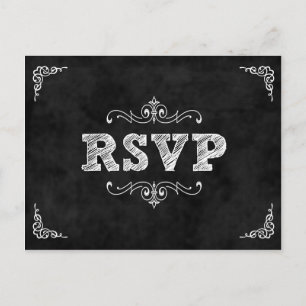 Chalkboard wedding rsvp card / eat drink married