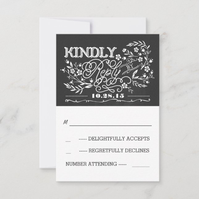 chalkboard wedding RSVP cards (Front)