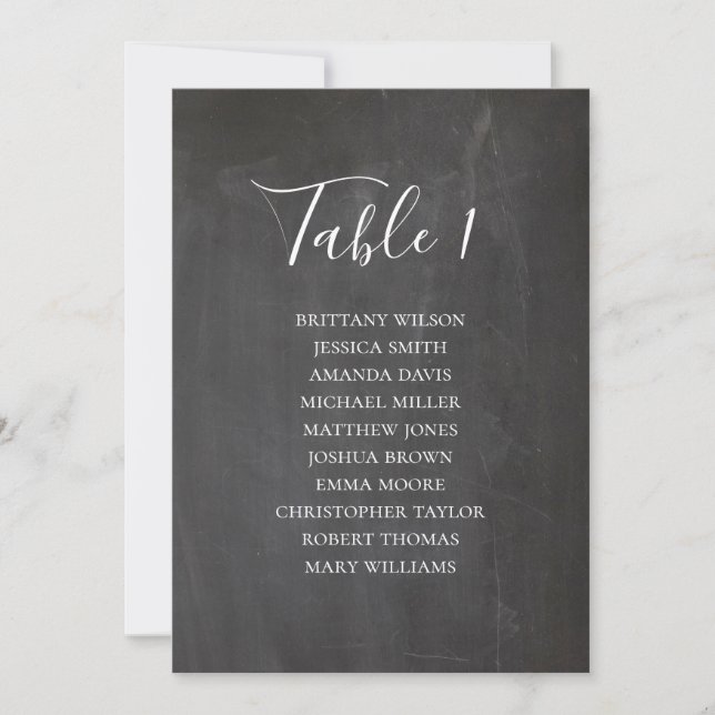 Chalkboard wedding seating chart. Modern table Invitation (Front)