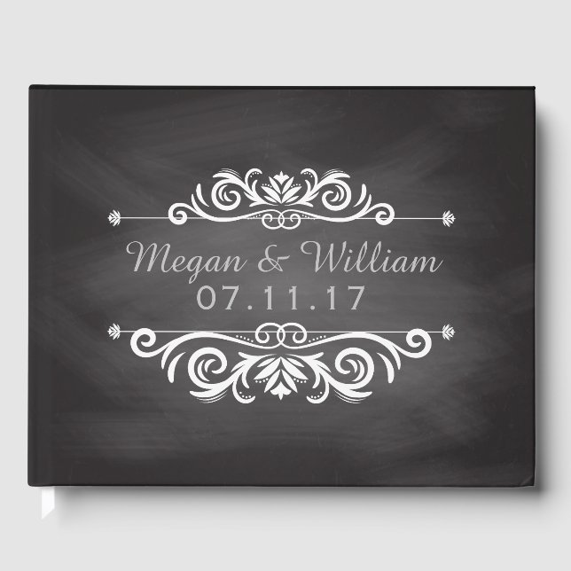 Chalkboard Wedding | Simple Wedding Monogram Guest Book (Front)