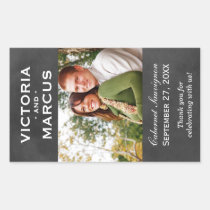 Chalkboard Wedding Wine Bottle Monogram Favour Rectangular Sticker