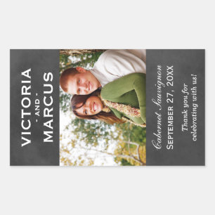 Chalkboard Wedding Wine Bottle Monogram Favour Rectangular Sticker