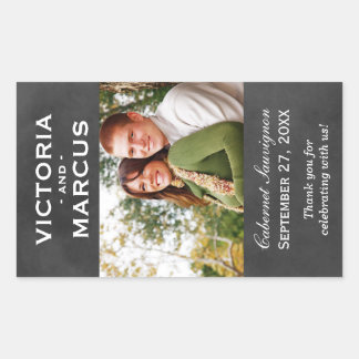 Chalkboard Wedding Wine Bottle Monogram Favour Rectangular Sticker