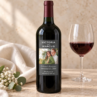 Chalkboard Wedding Wine Bottle Monogram Favour Rectangular Sticker